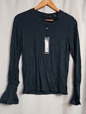Alix Ruffle Cuff Top Bell Long Sleeve Color Pine Green Size XS NWT Kobi Halperin